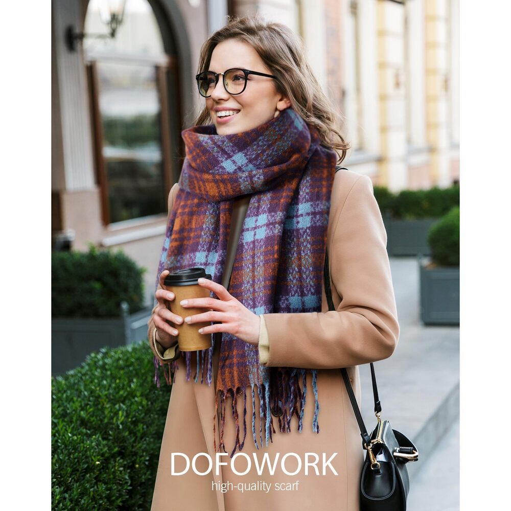 2583 Scarf For Women- Scarves Women Winter Warm, Plaid Long - Picture 3 of 7
